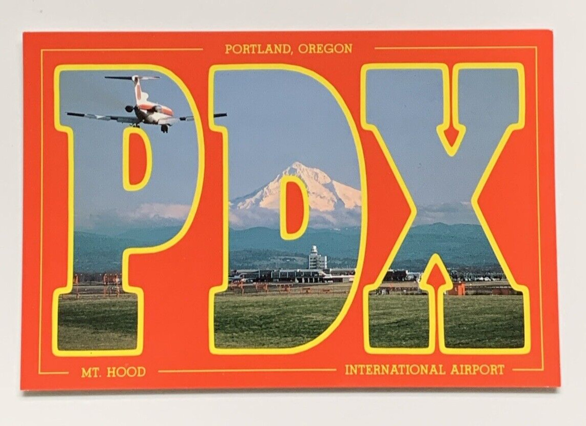 Jet Landing at Portland International Airport, OR-Oregon, Postcard