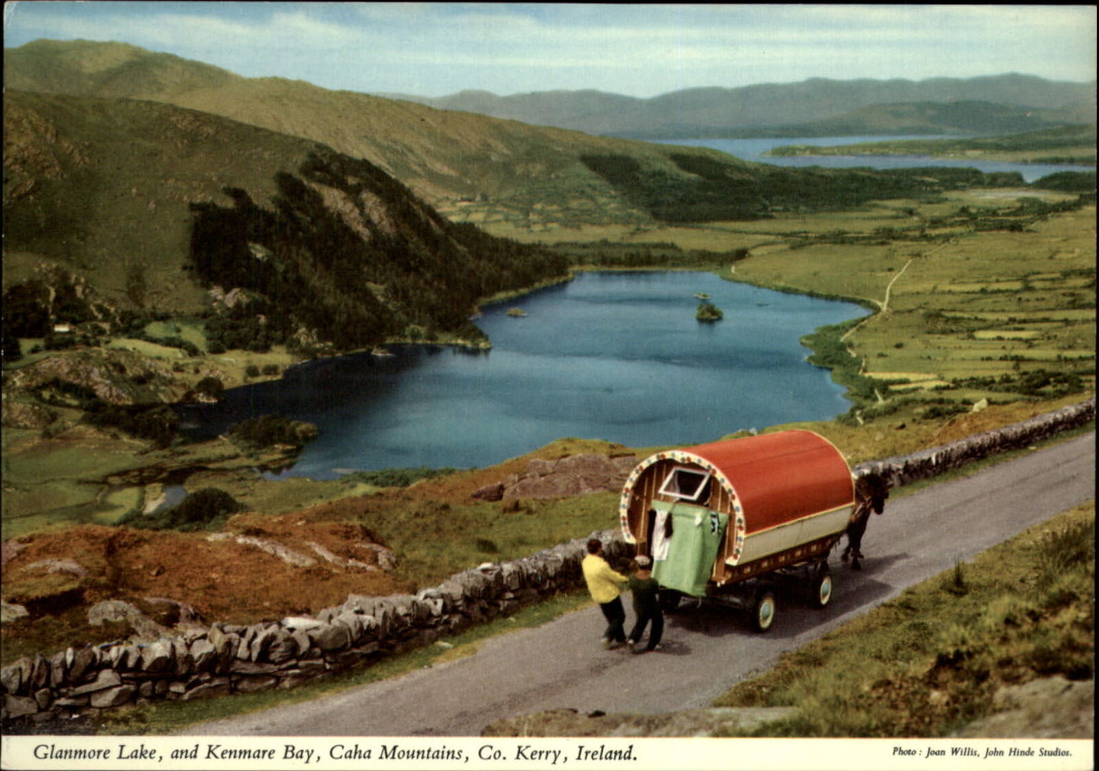Co. Kerry Ireland Glanmore Lake Caha Mtn caravan vintage postcard sku163
