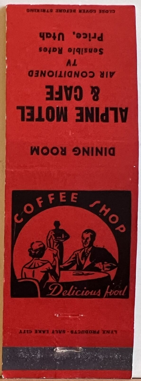 Alpine Motel & Cafe Price UT Utah Vintage Matchbook Cover