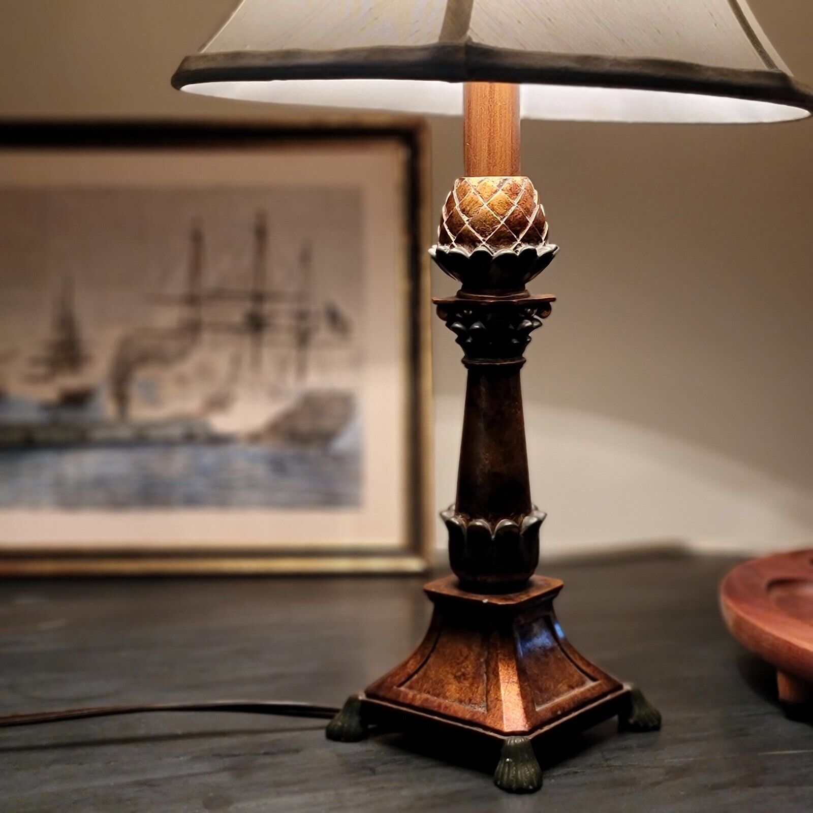 Pineapple Lamp Bronze Ornate Lighting Powered With Shade Home Decor Art Light