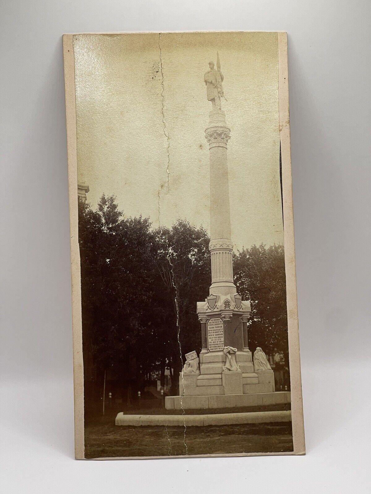 Antique Civil War Veterans Monument Cabinet Card Photo Port Jervis NY Seeger