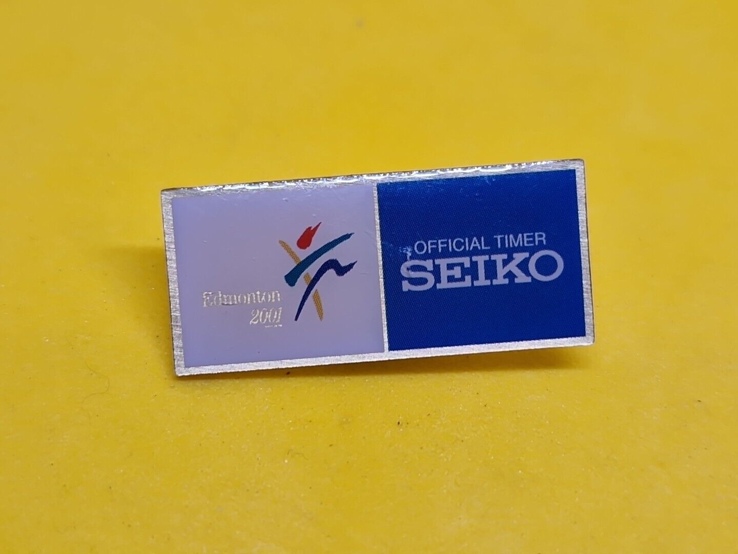 Pin Badge - Vintage Seiko Japan, Official Timer Edmonton 2001