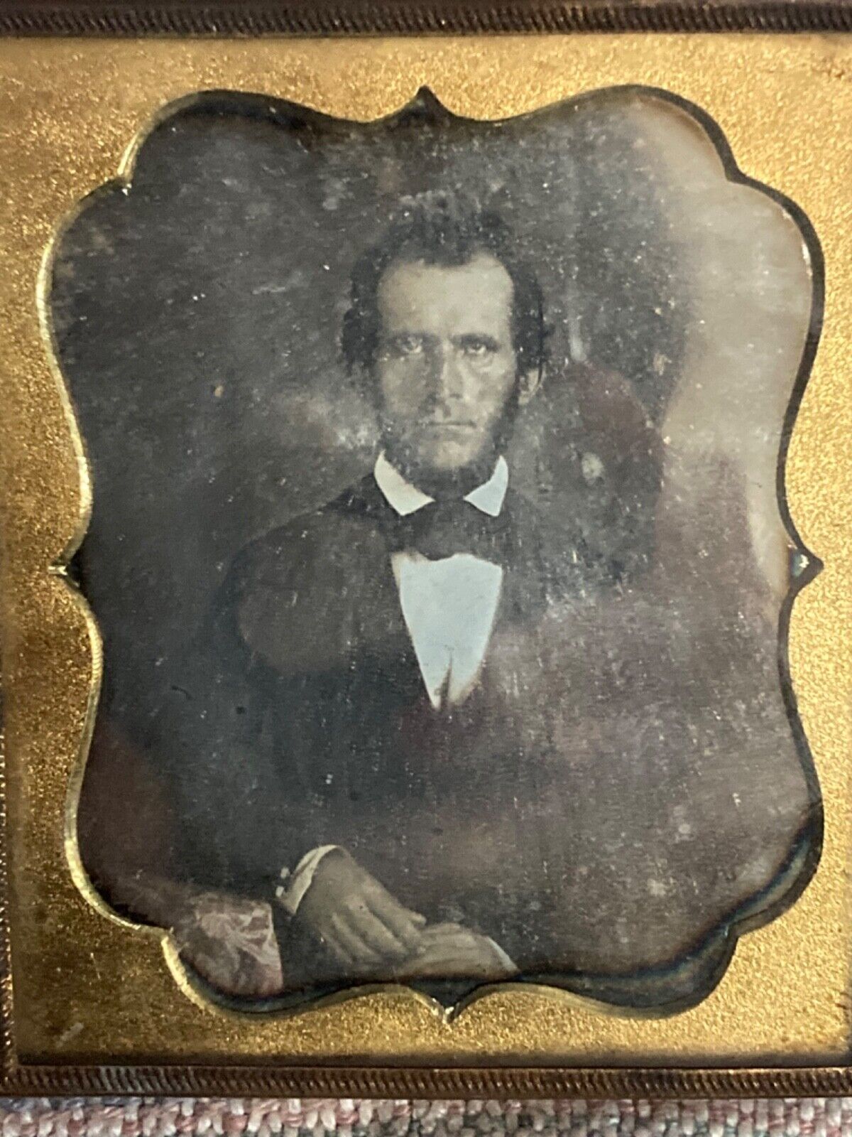 Vintage Daguerreotype Photograph of a Gentleman original  gold metal