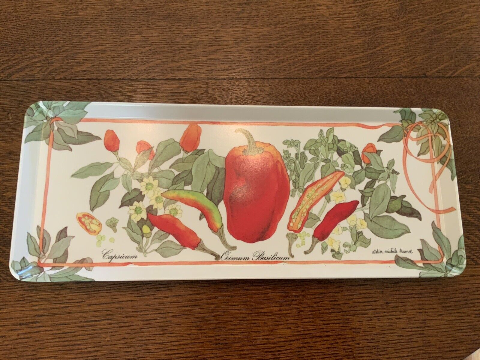 Vintage Atelier Michele Trumel Serving Tray Melamine Peppers Vegetables