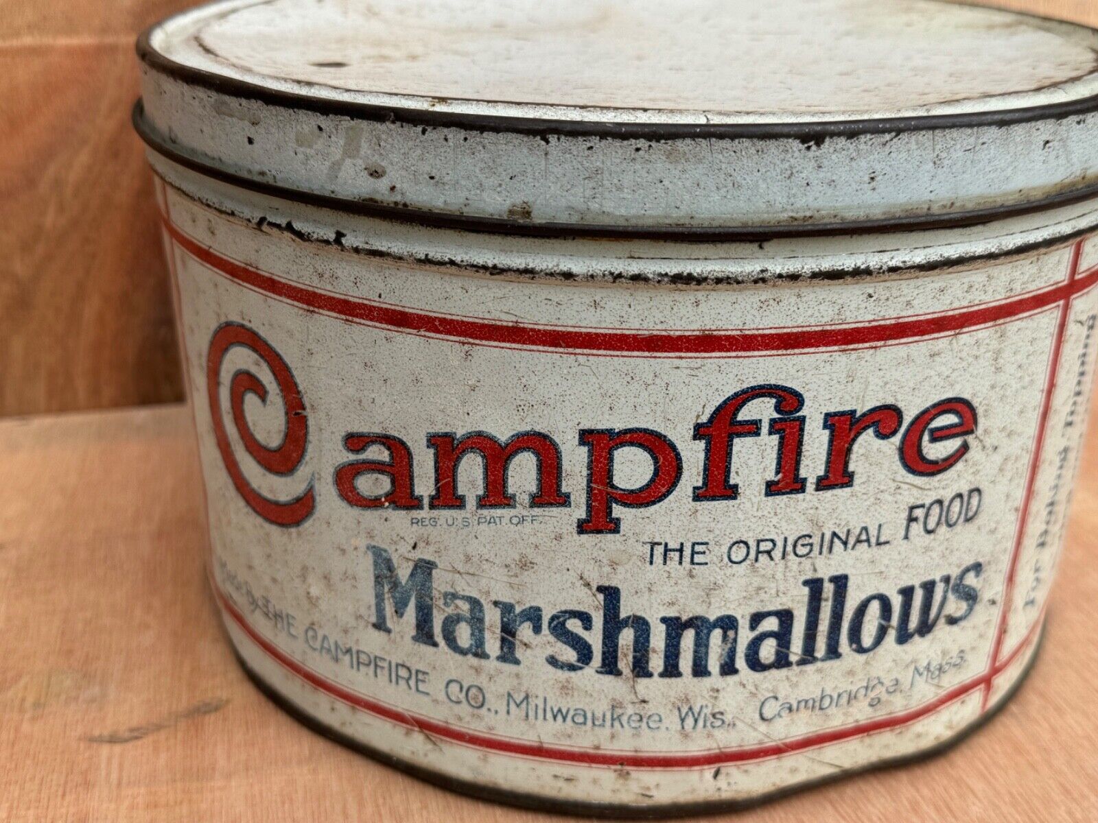 Vintage Antique Campfire Marshmallows Tin 5 lb.