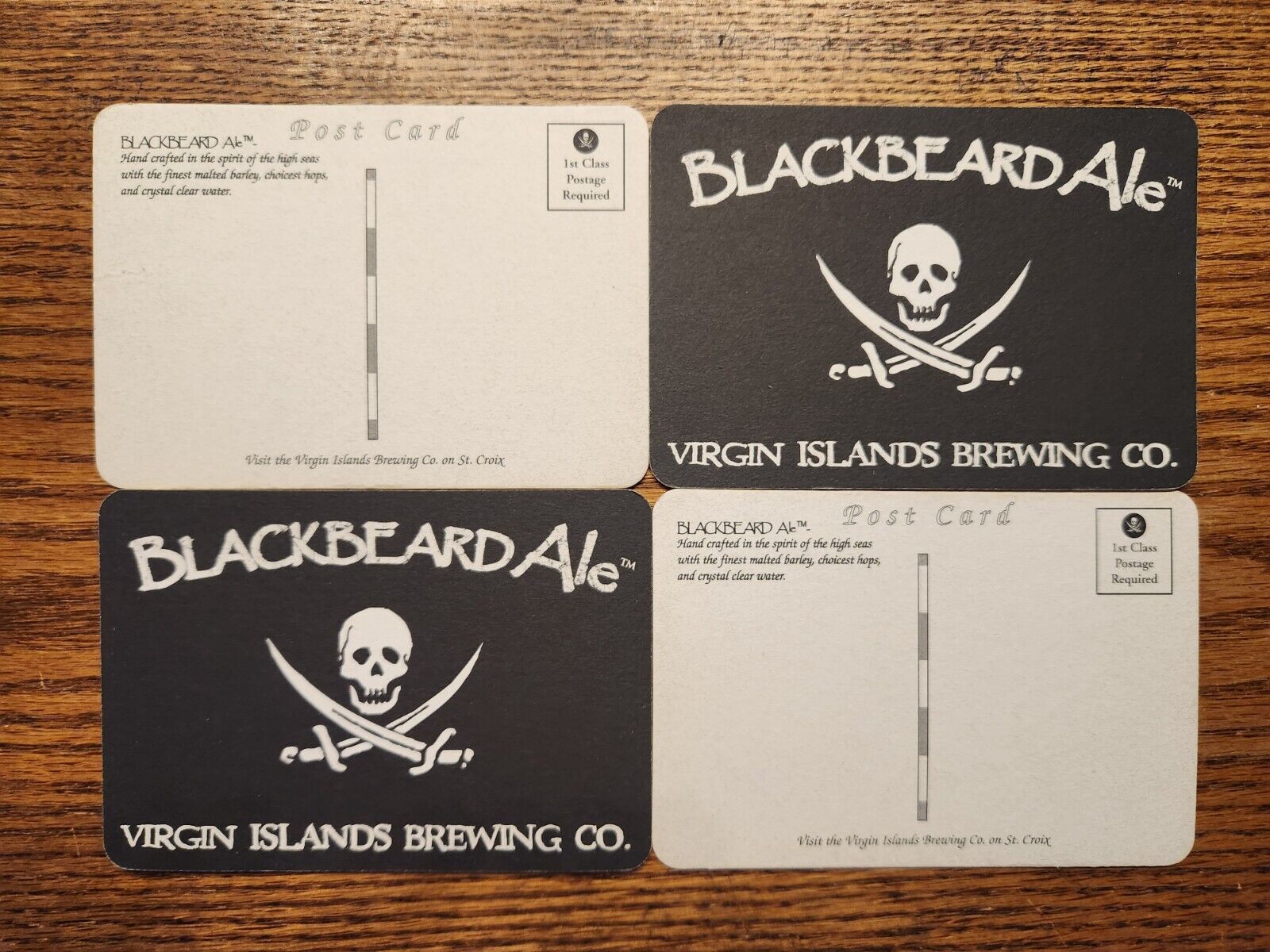 Blackbeard Ale Virgin Islands Brewing Postcard Coaster Restaurant Beer Set of 4