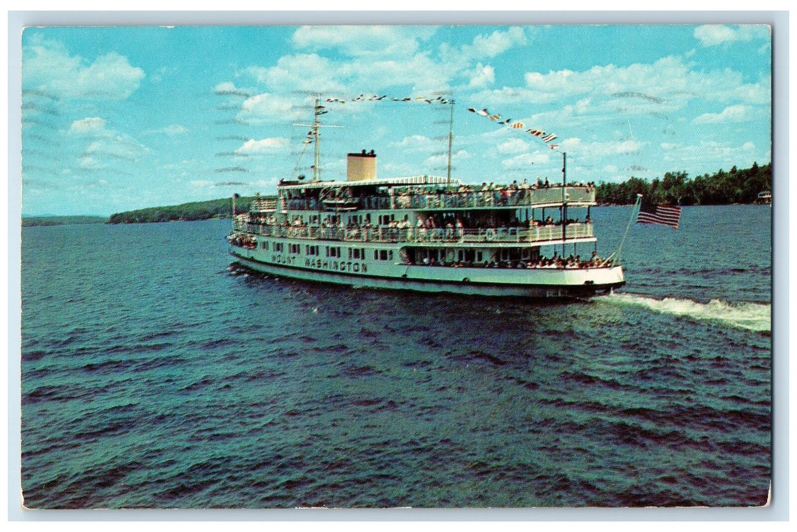 1960 The M/V M.T Washington On Lake Winnipesaukee NH, Big Ship Boat Postcard
