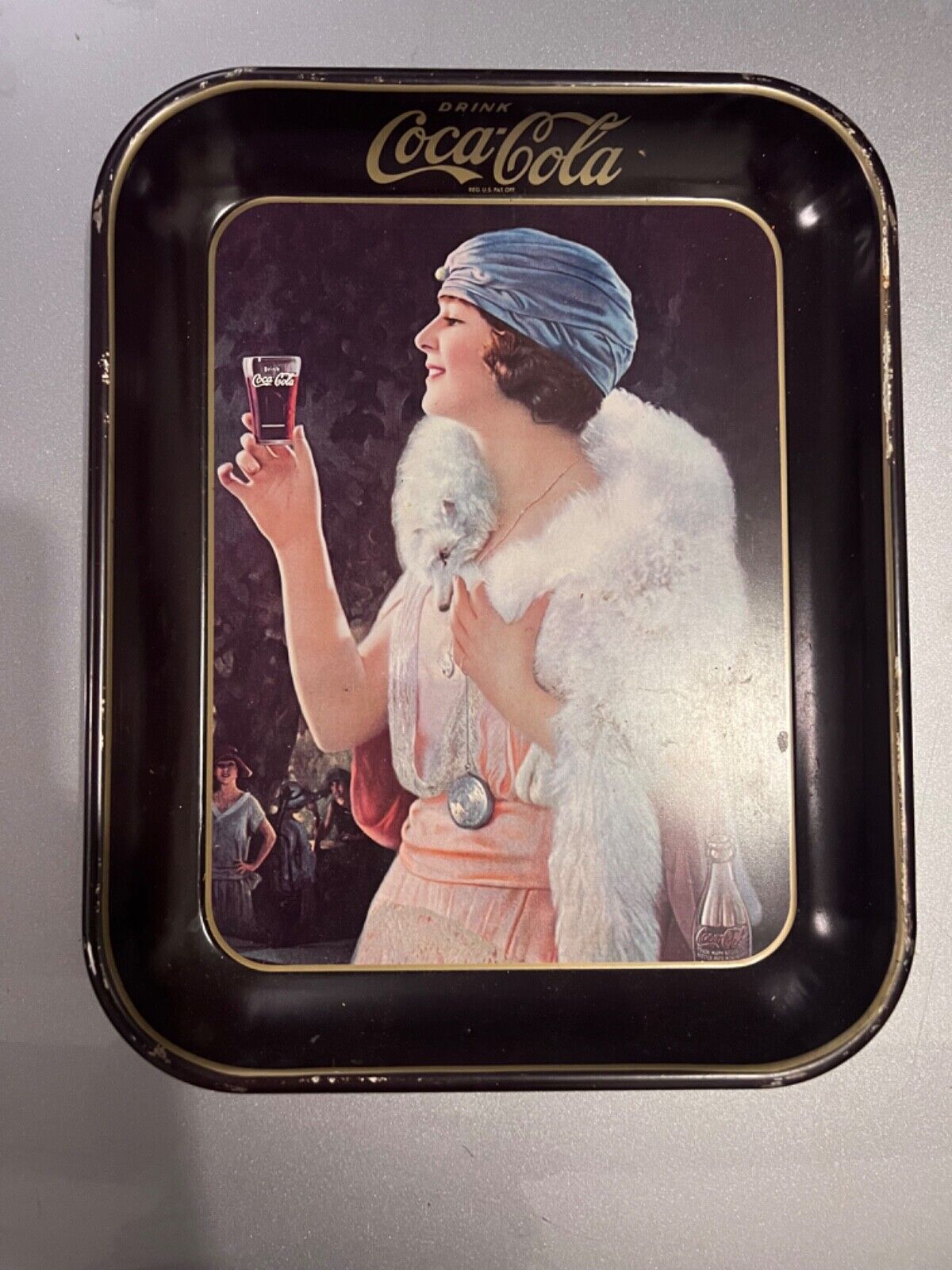 Vintage 1970's Coca Cola Reproduction Tin Advertising Tray Flapper Girl