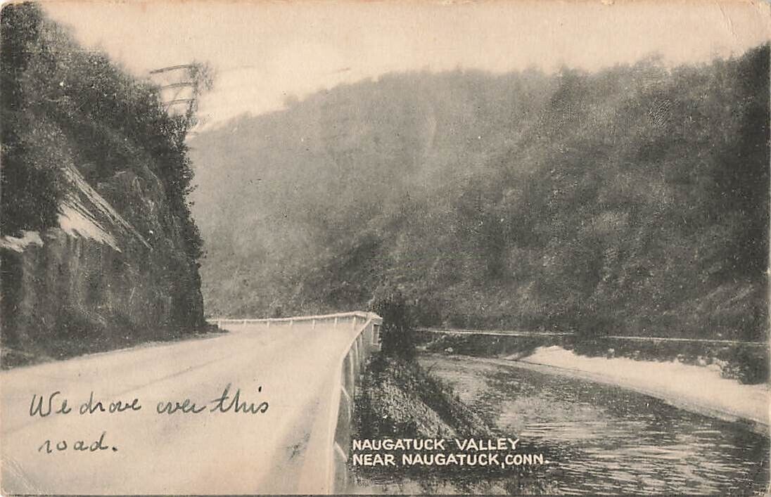 Postcard Naugatuck Valley River Road Connecticut CT 1946