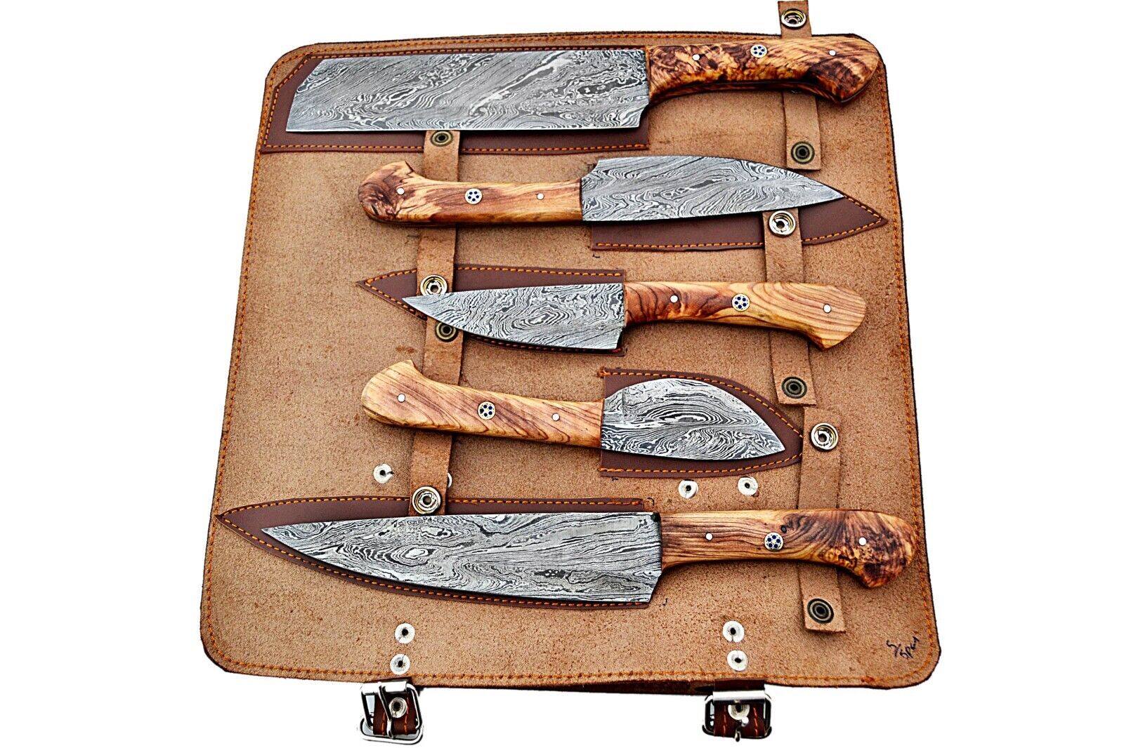 Handmade Damascus Chef Knives Set / Kitchen Knives 5 Pieces Set SS-17324