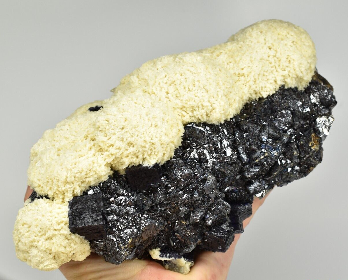 Fluorite, Barite, Calcite on Sphalerite - Elmwood Mine, Smith Co., Tennessee