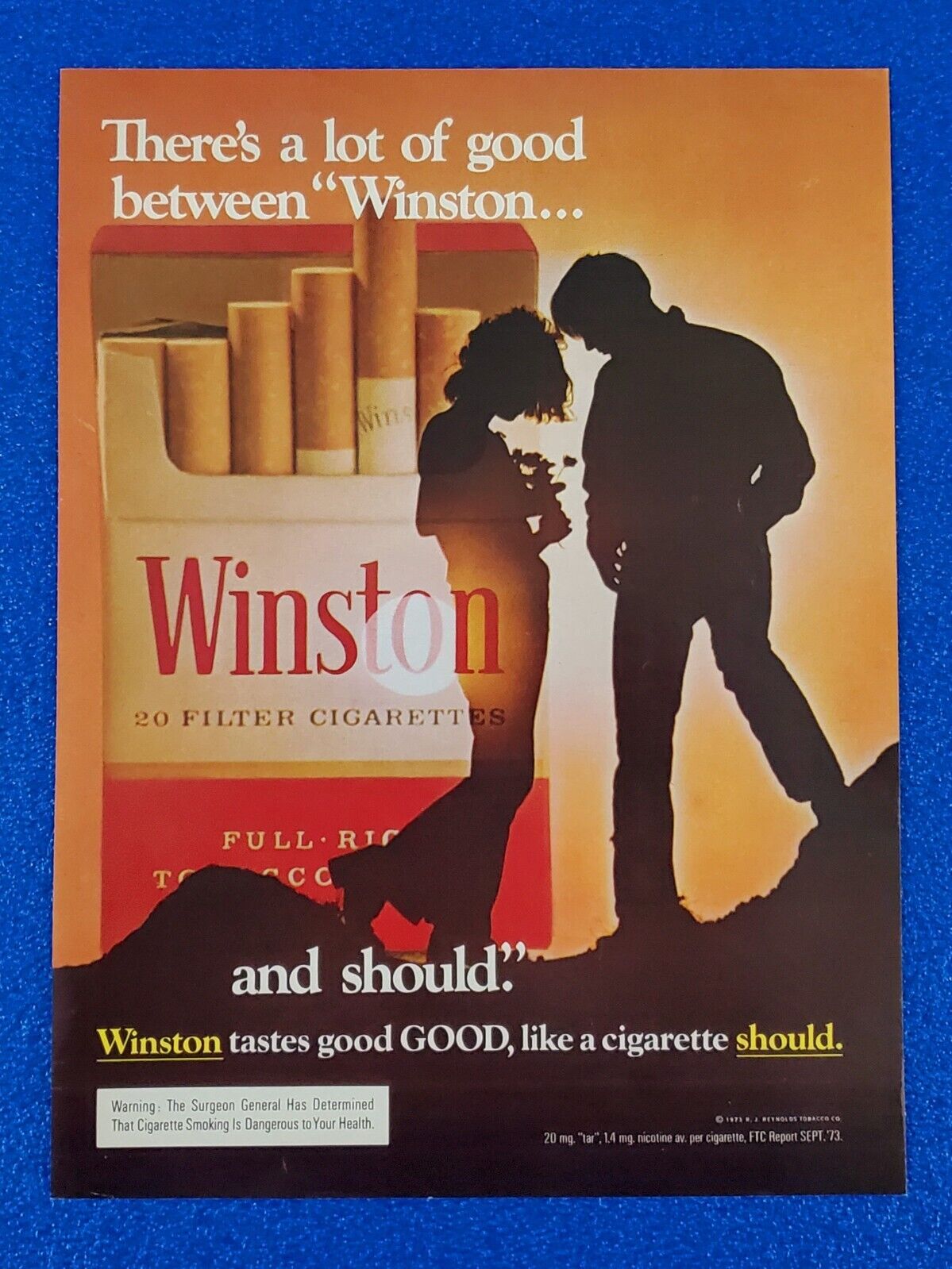 1972 WINSTON CIGARETTE ORIGINAL PRINT AD \
