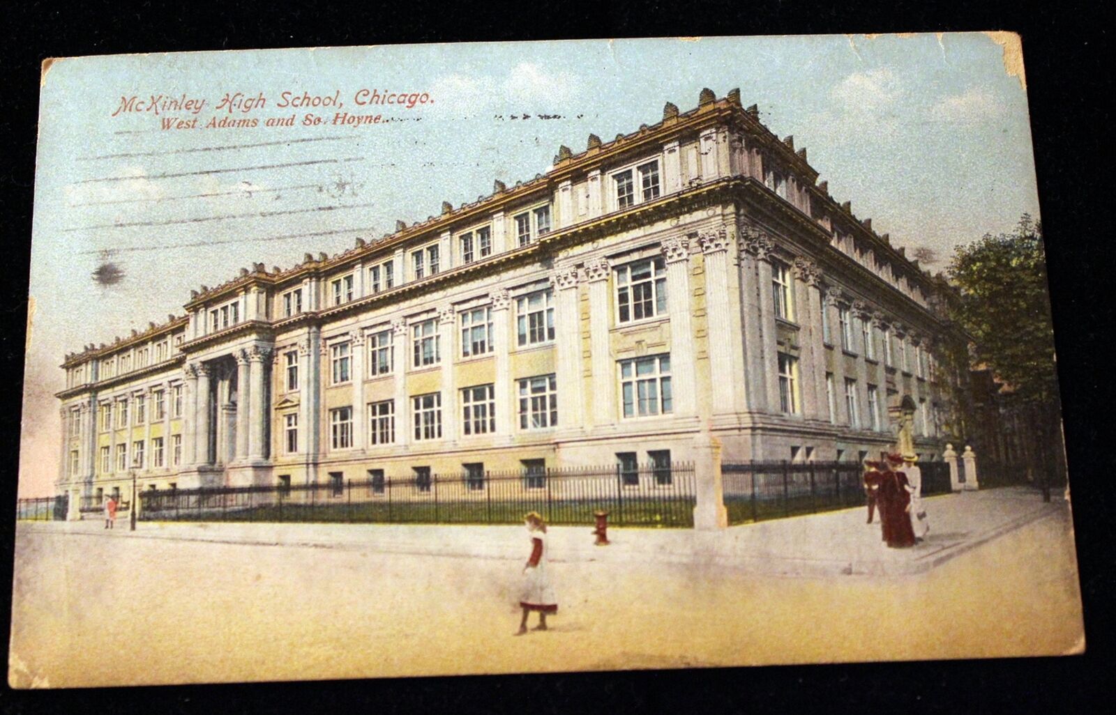 McKinley High School that Walt Disney Attended POSTCARD Chicago Postmark 1911