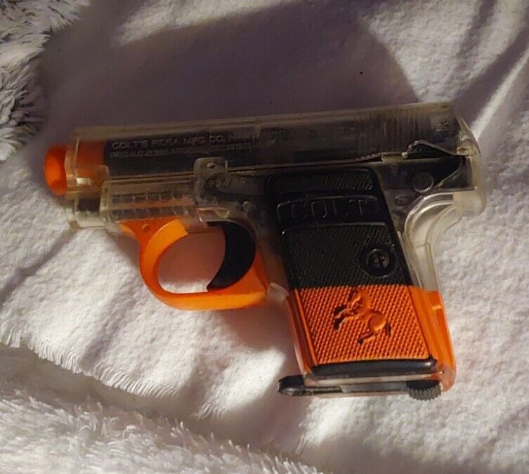 Vintage Old COLT Automatic Pellet Toy Gun 199809 Orange Details Safety Switch