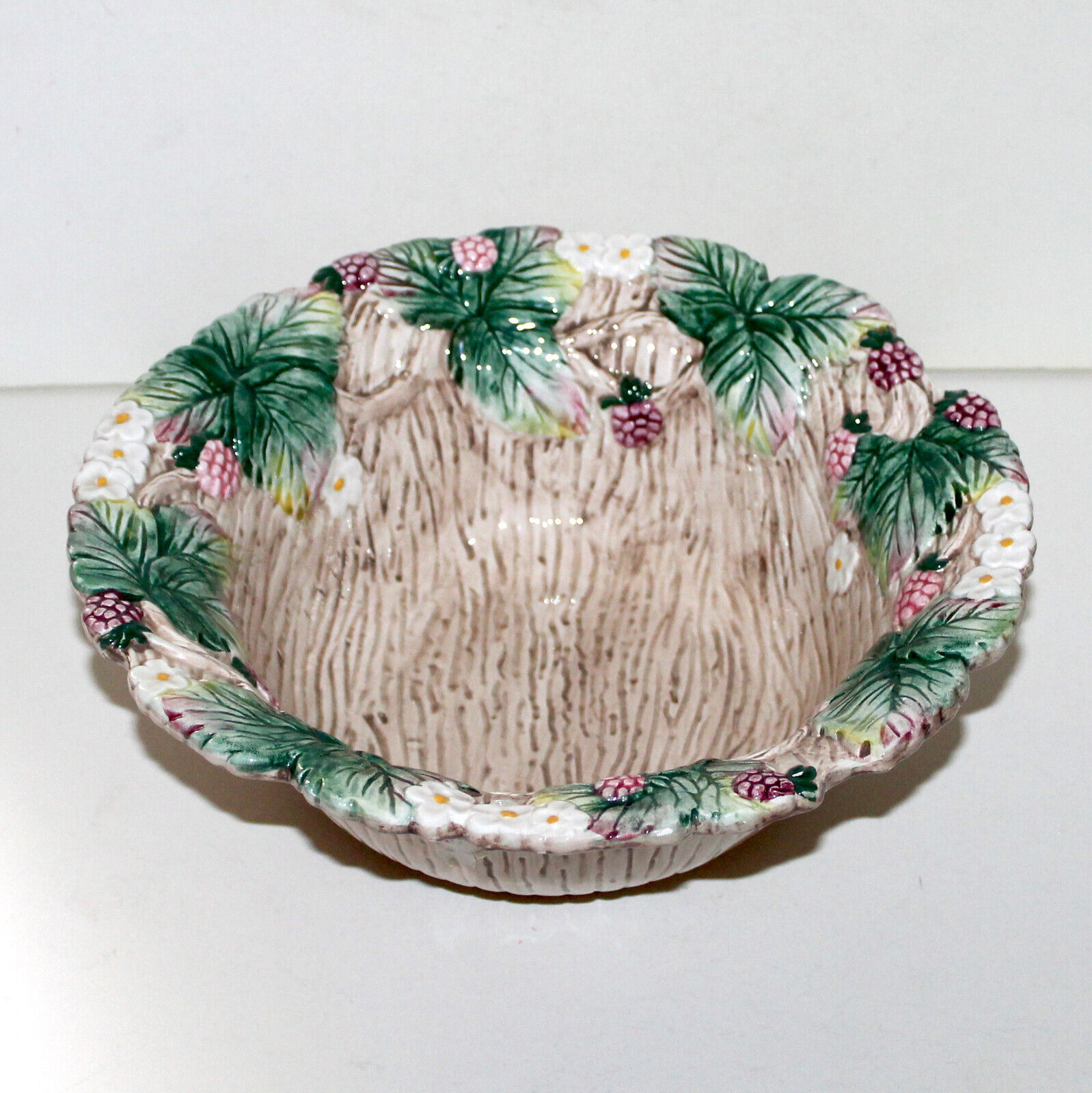 Vintage Fitz and Floyd large ceramic bowl Wild Berries china table decor