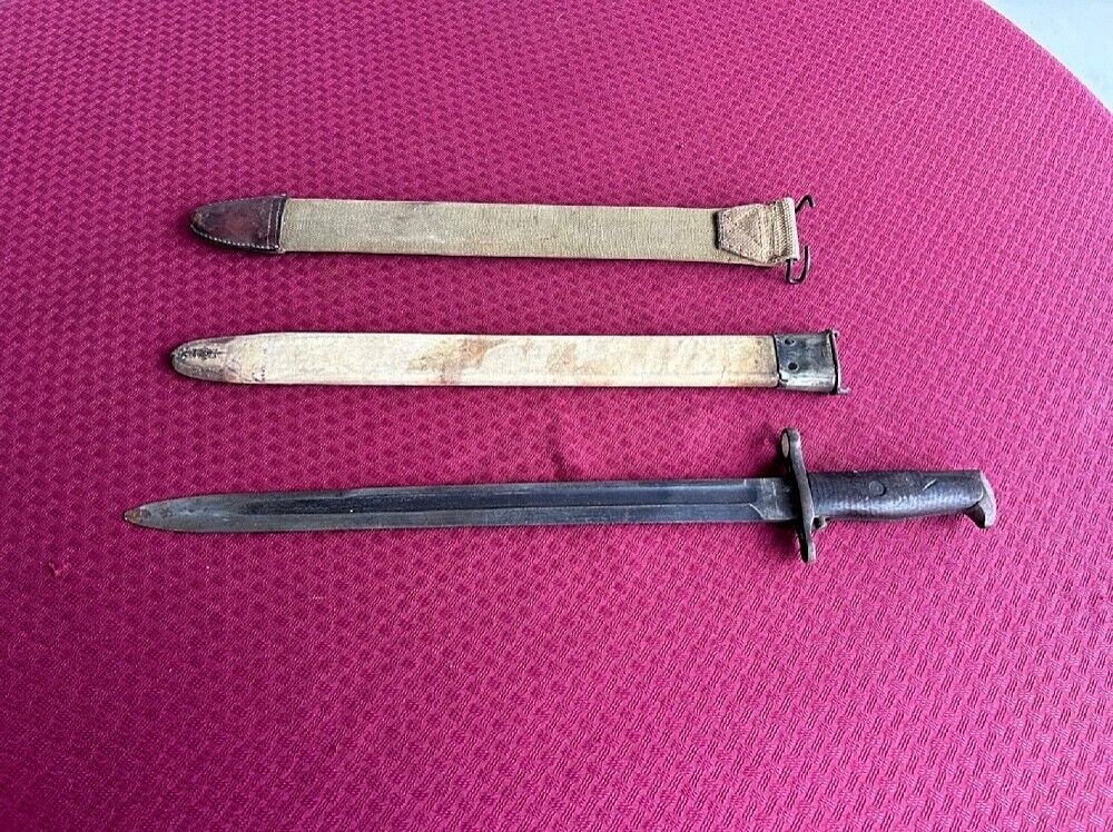 US WW1 1918 Old SA Springfield Armory Bayonet Fighting Knife with Scabbard