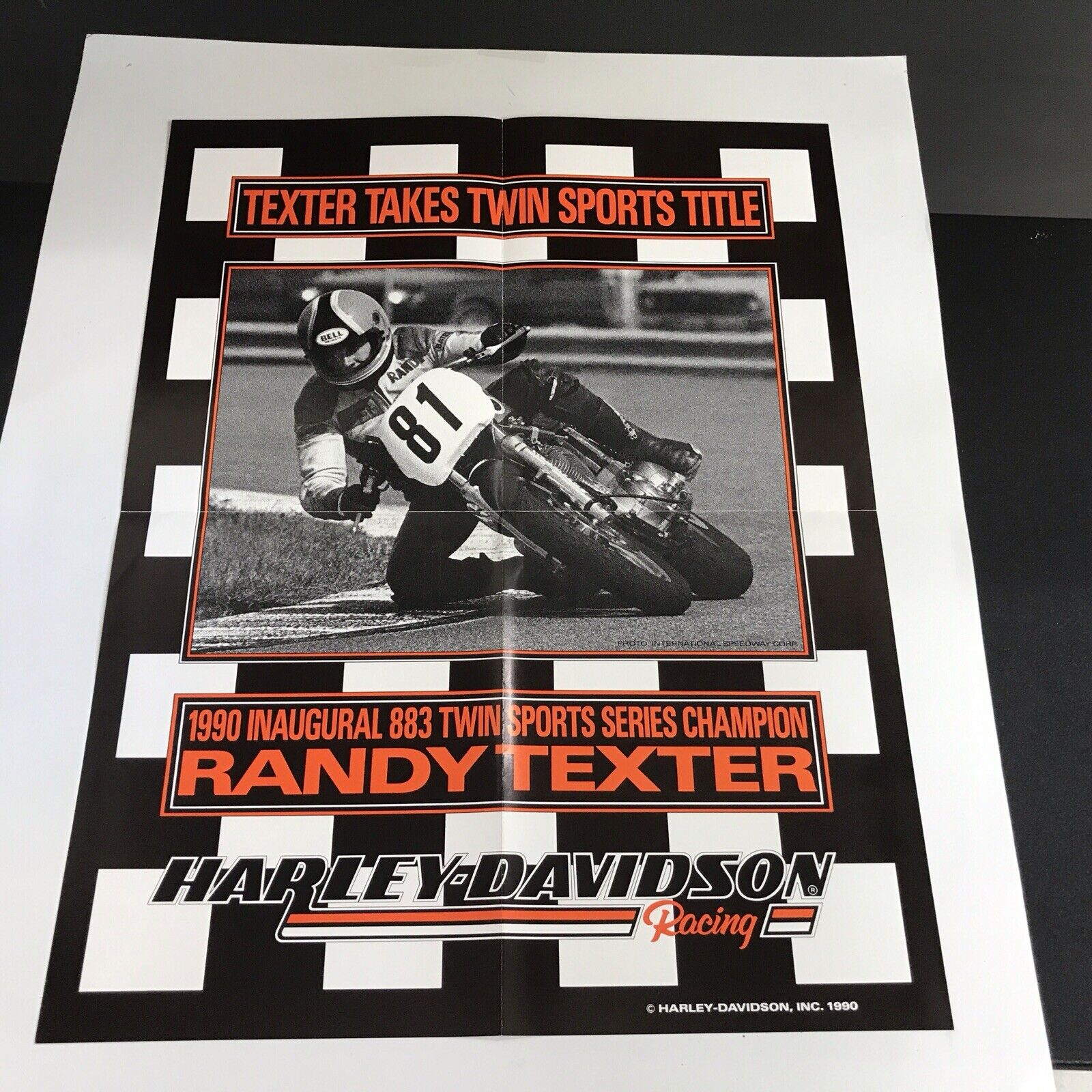 Harley-Davidson 1990 Inaugural 883 Twin Sports Series Champion. Race Poster