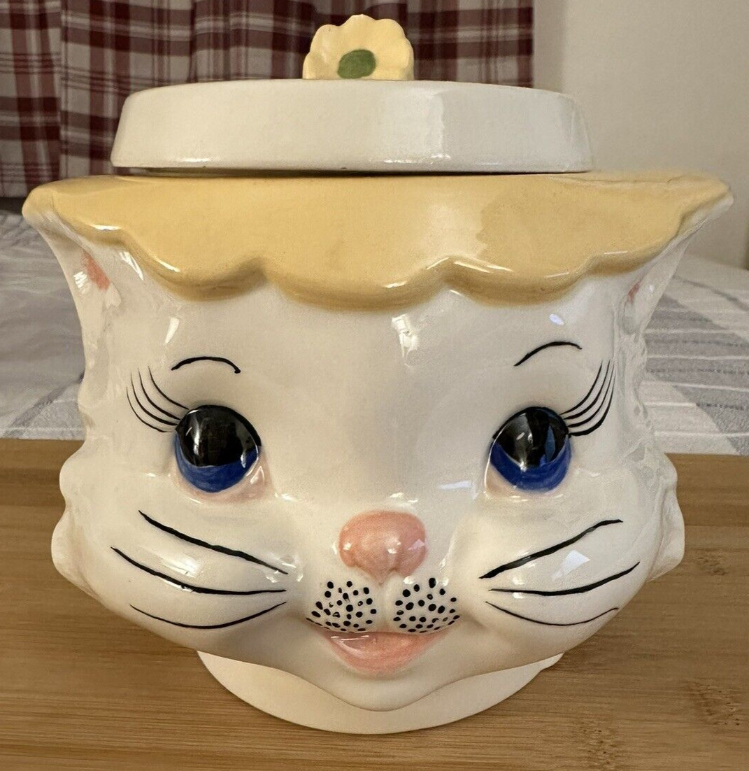 Vintage Rare Cat Head Cookie Jar | Bottom of Jar says VF 80 | Two Small Chips