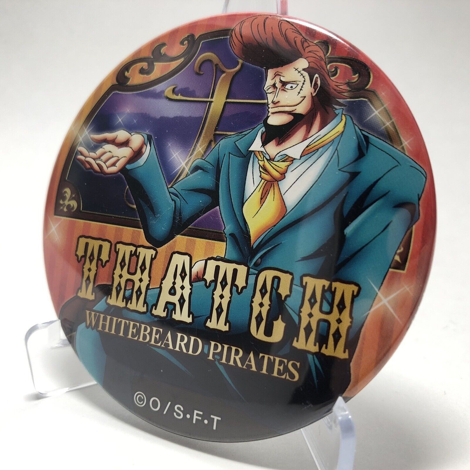 One Piece 3” (THATCH) Can Badge Button YAKARA Toy Pin Japan RARE MUGIWARA