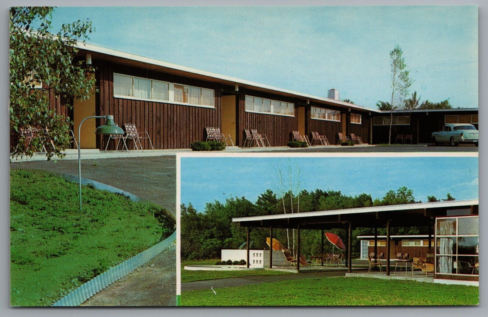 Colchester VT Motel Pierre c1958 Dual View Chrome Postcard