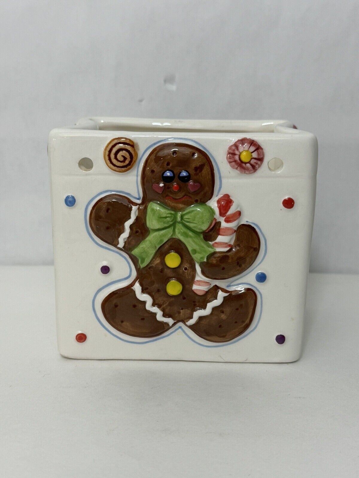 Christmas Gingerbread Man Ceramic Container  Raised Image