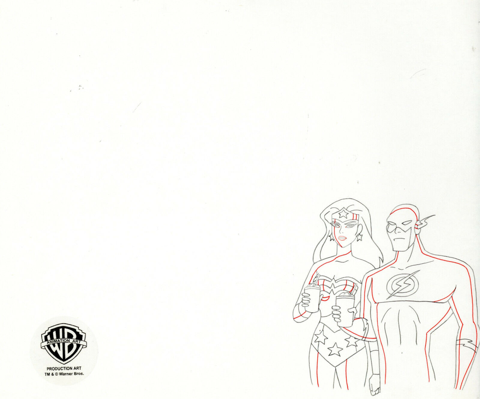 Justice League- Original Production Drawing-Wonder Woman and Flash