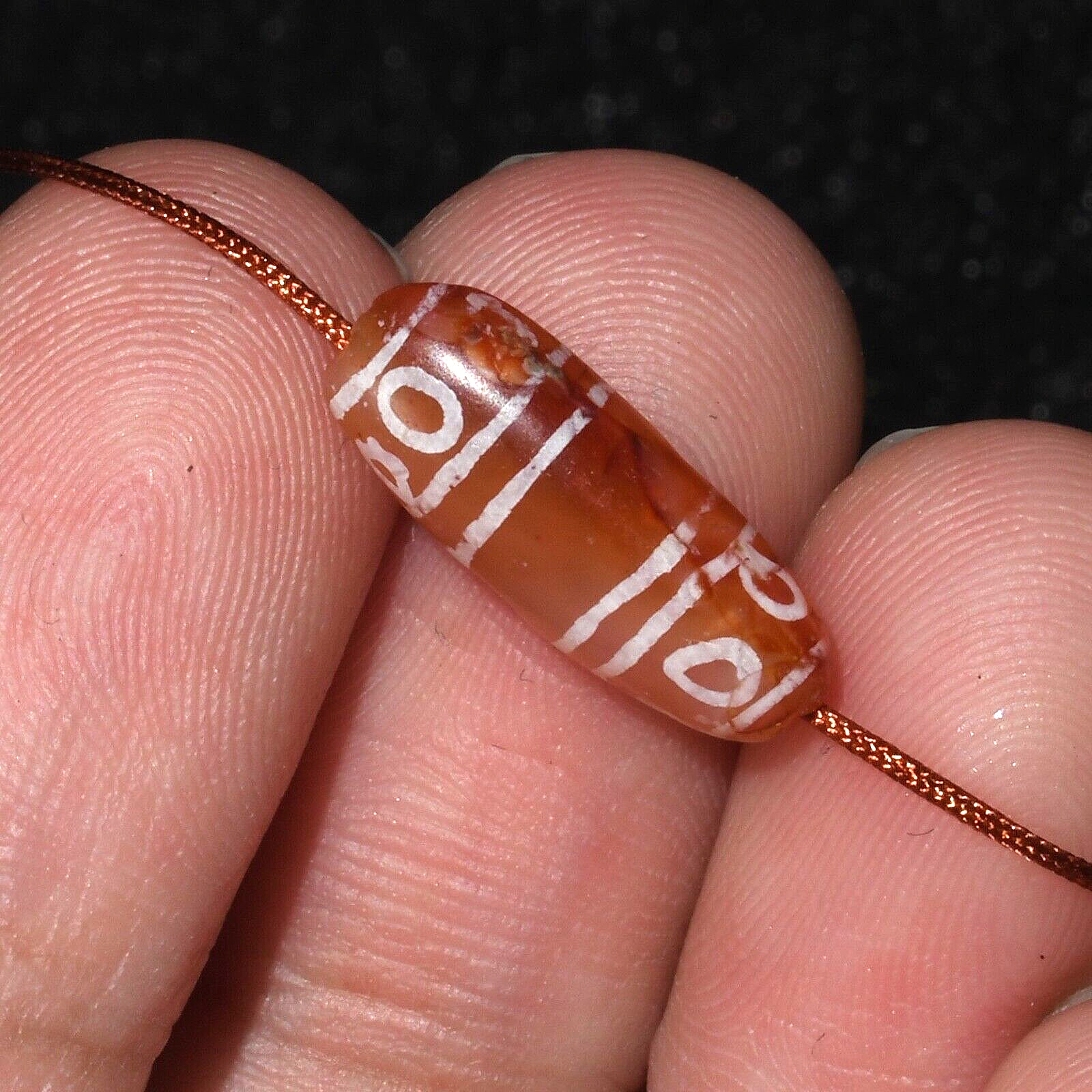 Genuine Ancient Etched Carnelian Longevity Bead in Perfect Condition