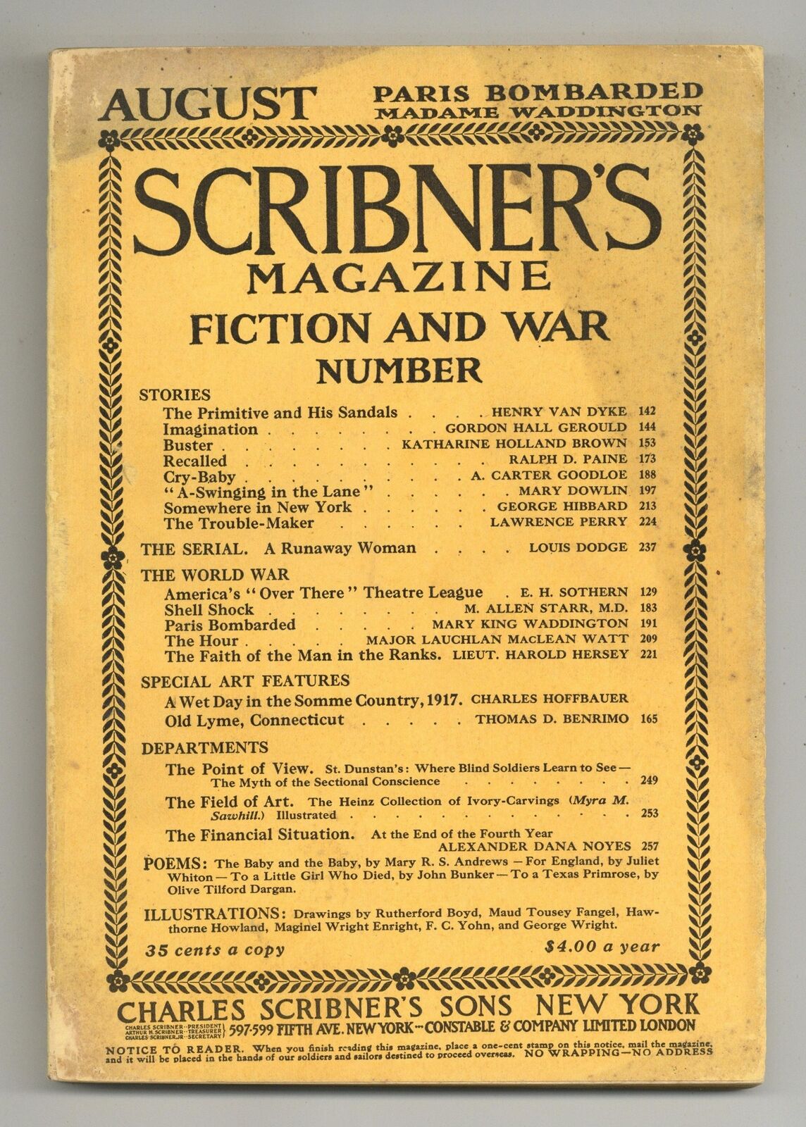 Scribner\'s Magazine Aug 1918 Vol. 64 #2 GD- 1.8