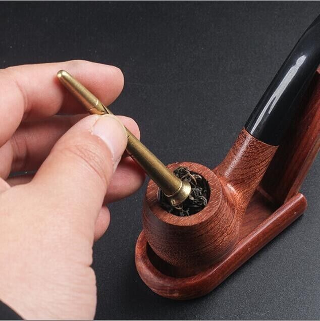 1PC Creative 2in 1 Metal Tobacco Pipe Tamper Copper Cigar Pipe Cleaning Tools