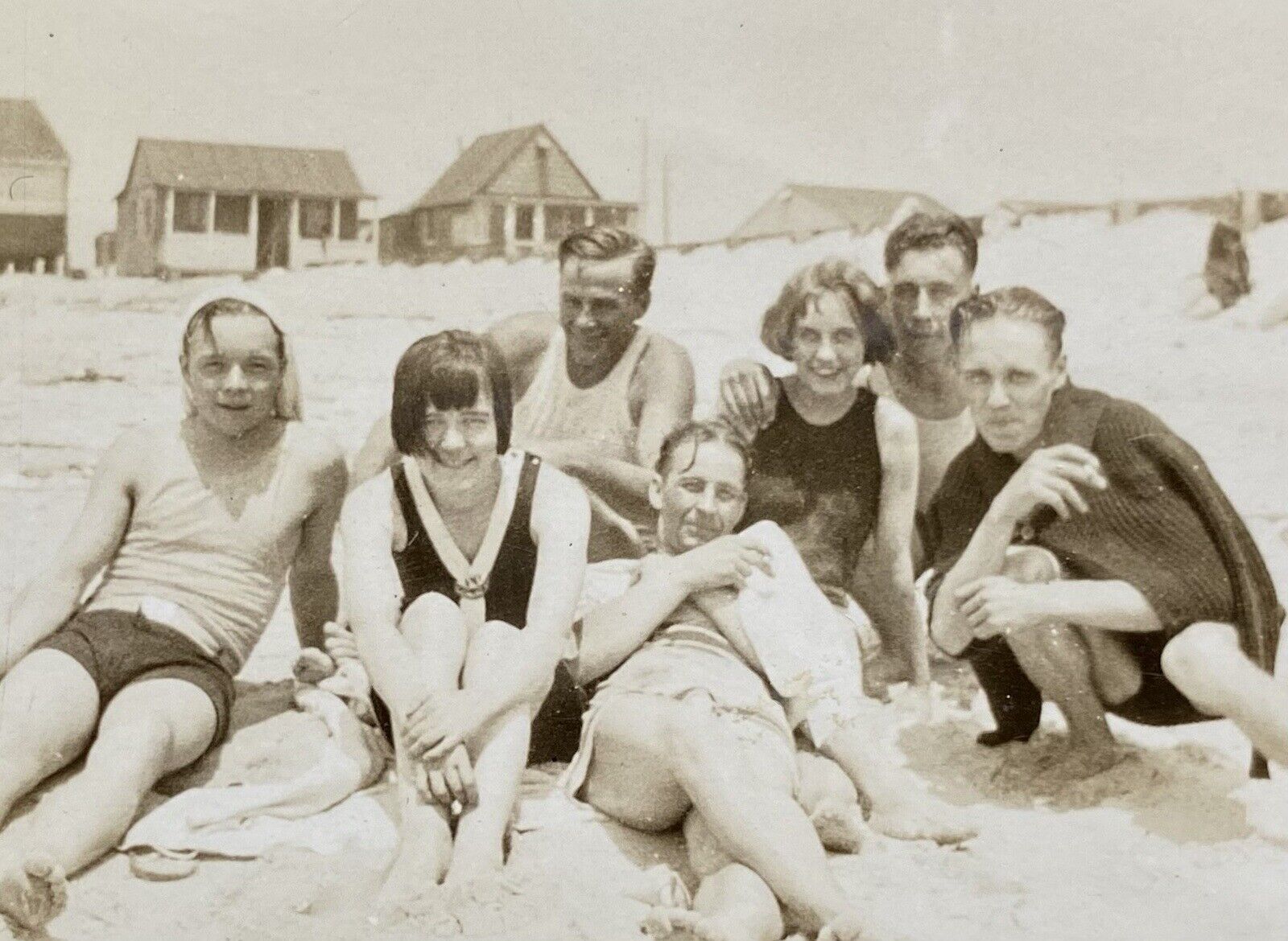 Rockaway Beach 1925 Queens New York Playful Group of People 2 Vintage Photos