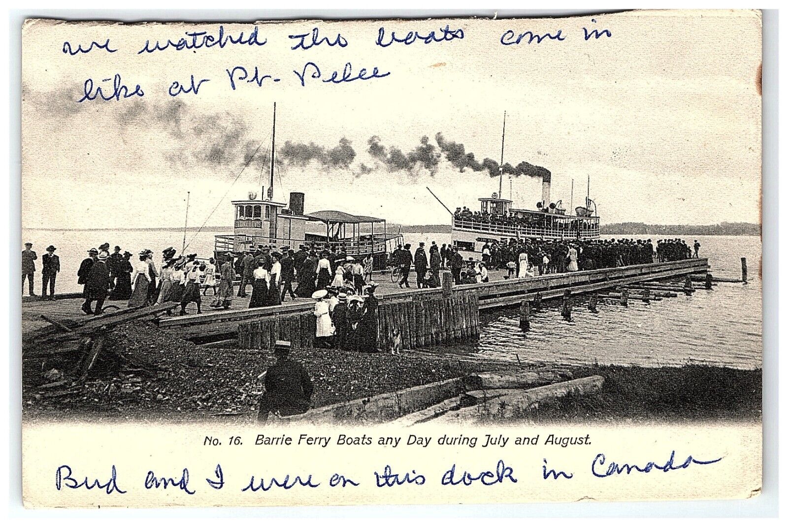 1922 Postcard Barrie Ferry Boats Point Pelee Ontario Canada July & August