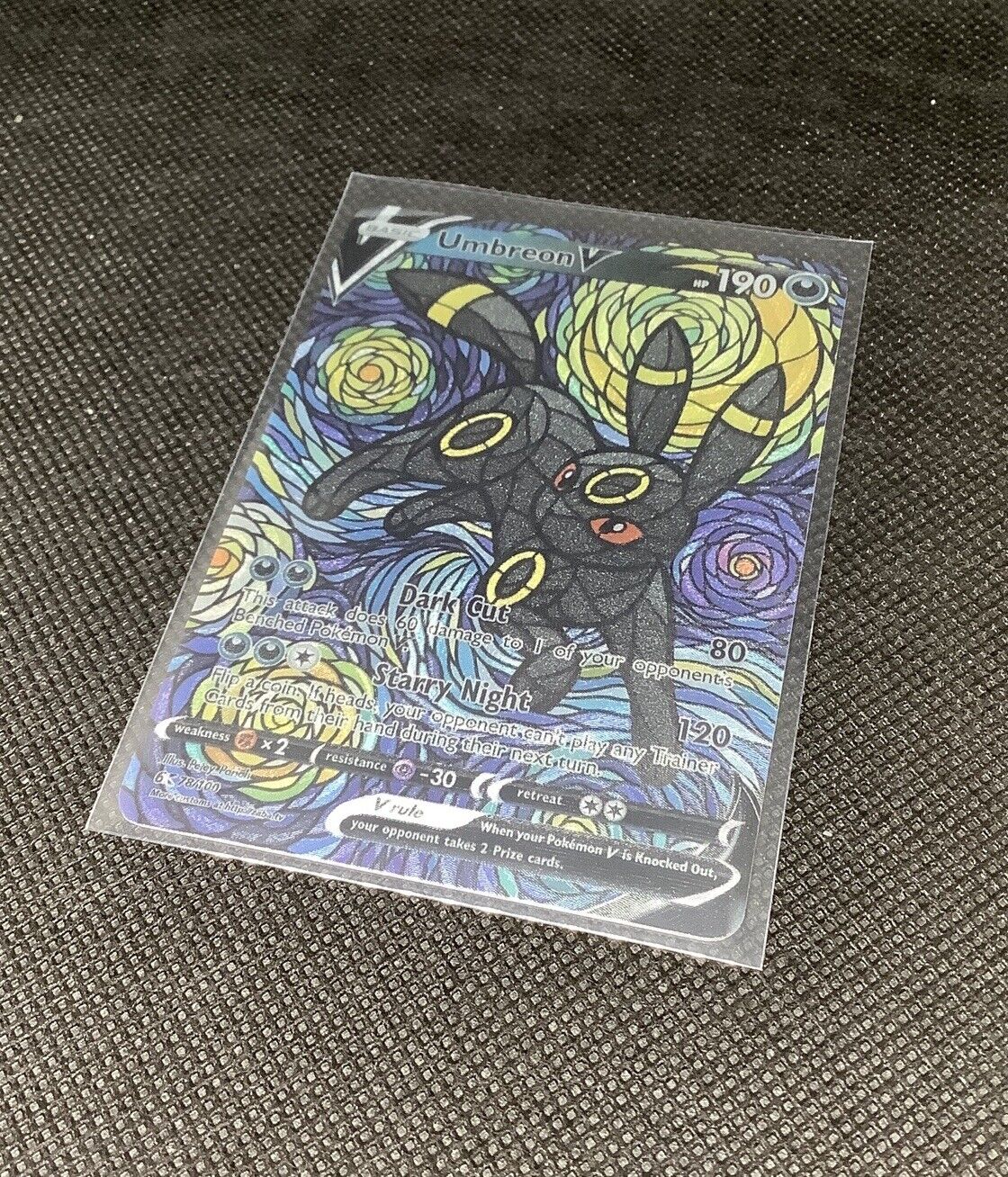 CUSTOM Umbreon Shiny/ Holo Pokemon Card Van Gogh Full/ Alt Art Stained Glass NM.