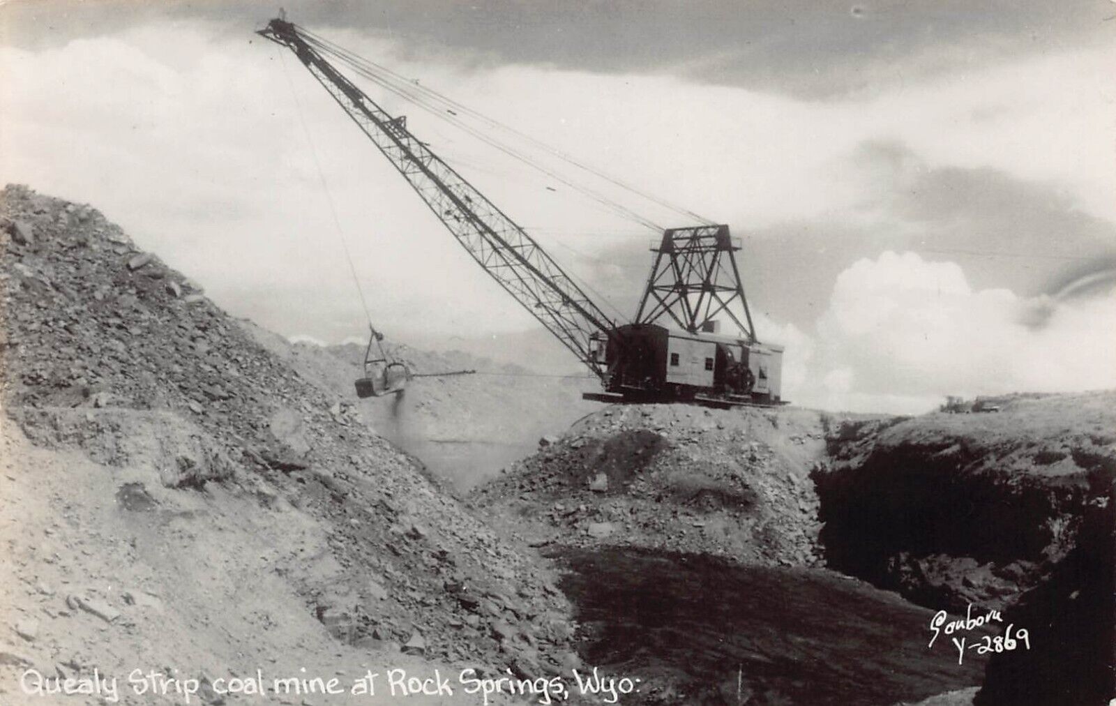 RPPC Rock Springs WY Wyoming Strip Coal Mine Equipment Machine Vtg Postcard V8