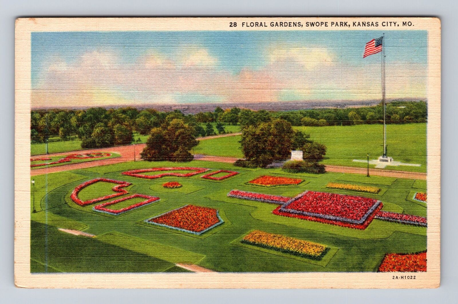 Kansas City MO-Missouri, Floral Gardens, Swope Park, Antique, Vintage Postcard