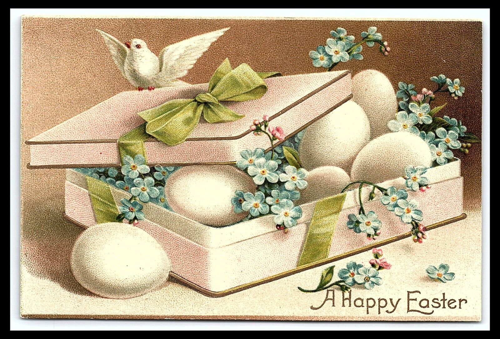 A Happy Easter Greetings Embossed Dove Eggs Postcard Posted 1908    pc323