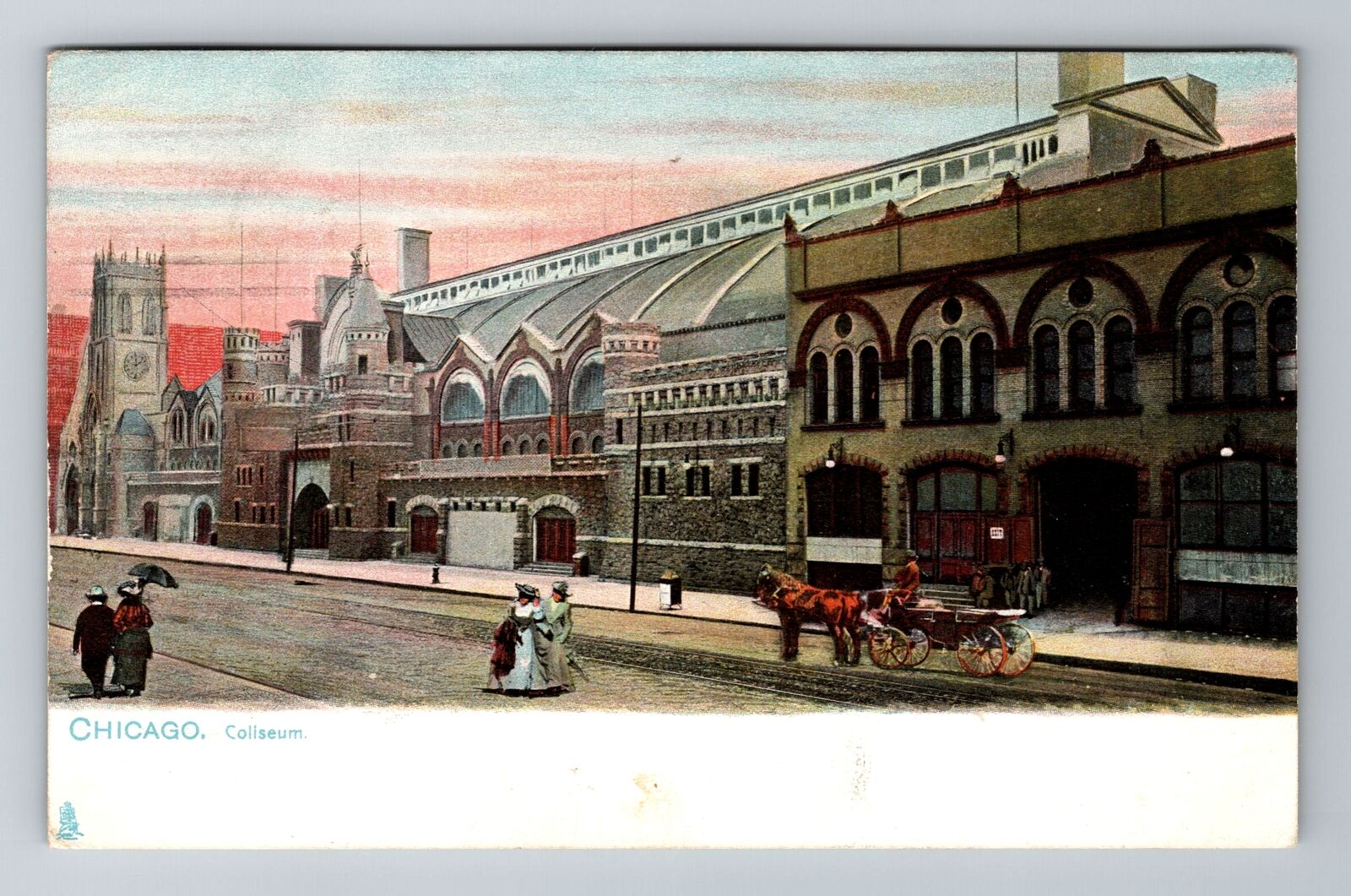 Chicago IL-Illinois, Coliseum, Antique, Vintage c1907 Souvenir Postcard