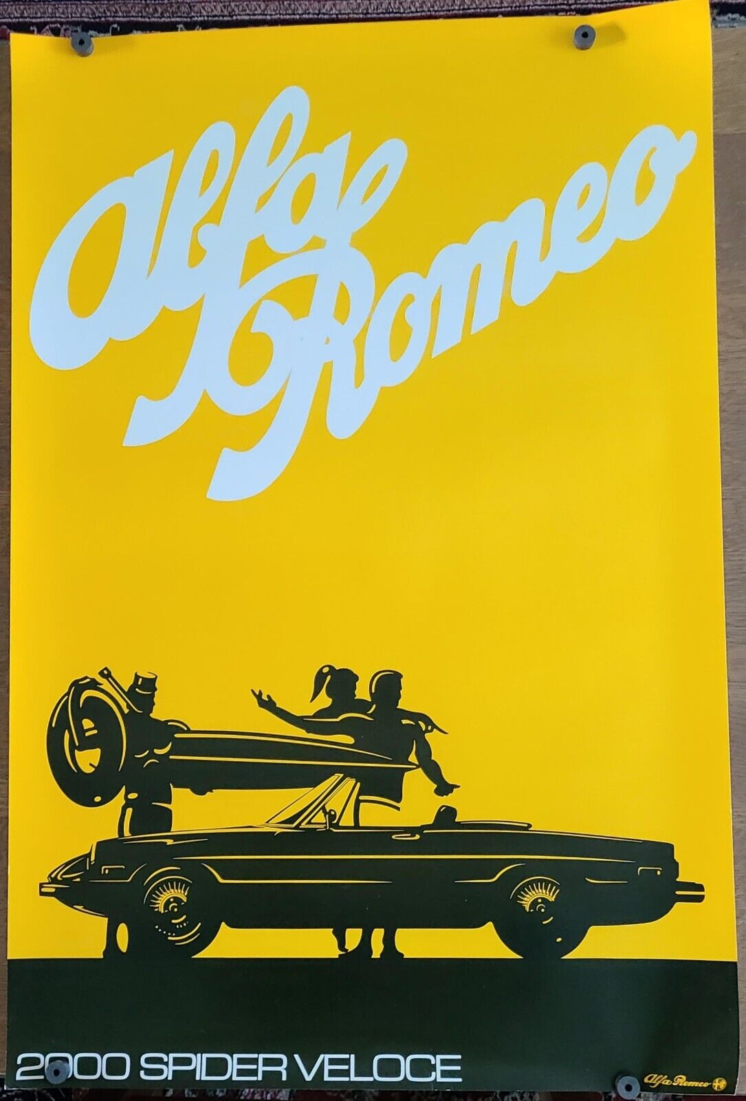 Vintage NOS ALFA ROMEO Spider Showroom Poster Yellow 24\