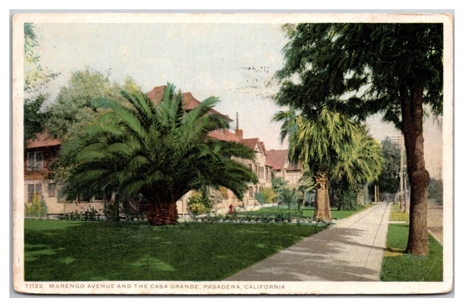 Marengo Avenue & The Casa Grande Pasadena CA Palm Trees Stamp Sidewalk Homes