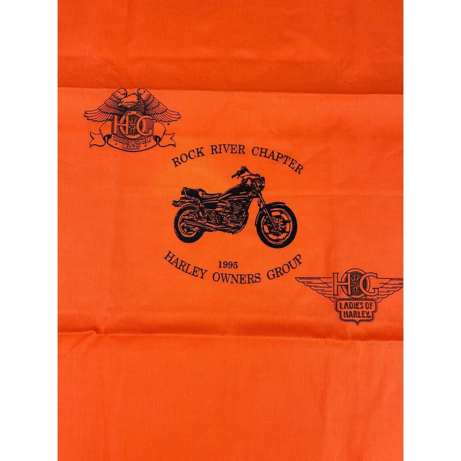 1995 Vintage Harley Davidson Bandana HOG Rock River Chapter Kerchief 