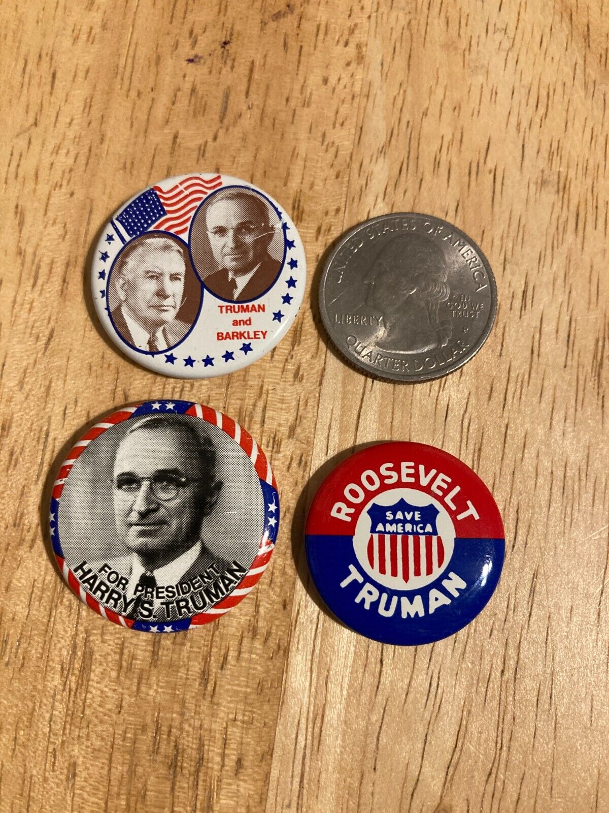3 REPRO HARRY TRUMAN For President political campaign button pins SEE PHOTOS