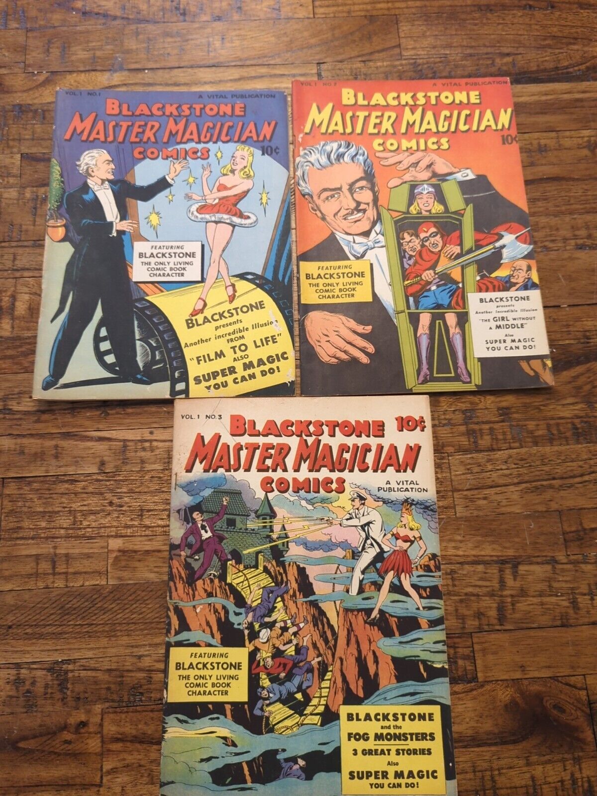 Lot Of 3 Blackstone Master Magician Comics Vol 1 No 1, Vol 1 No 2 , Vol 1 No 3