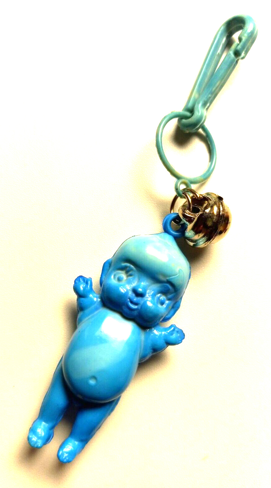 Charm 1980s Vintage Plastic Clip On Blue Baby Boy Kewpie for 80s Charms Necklace