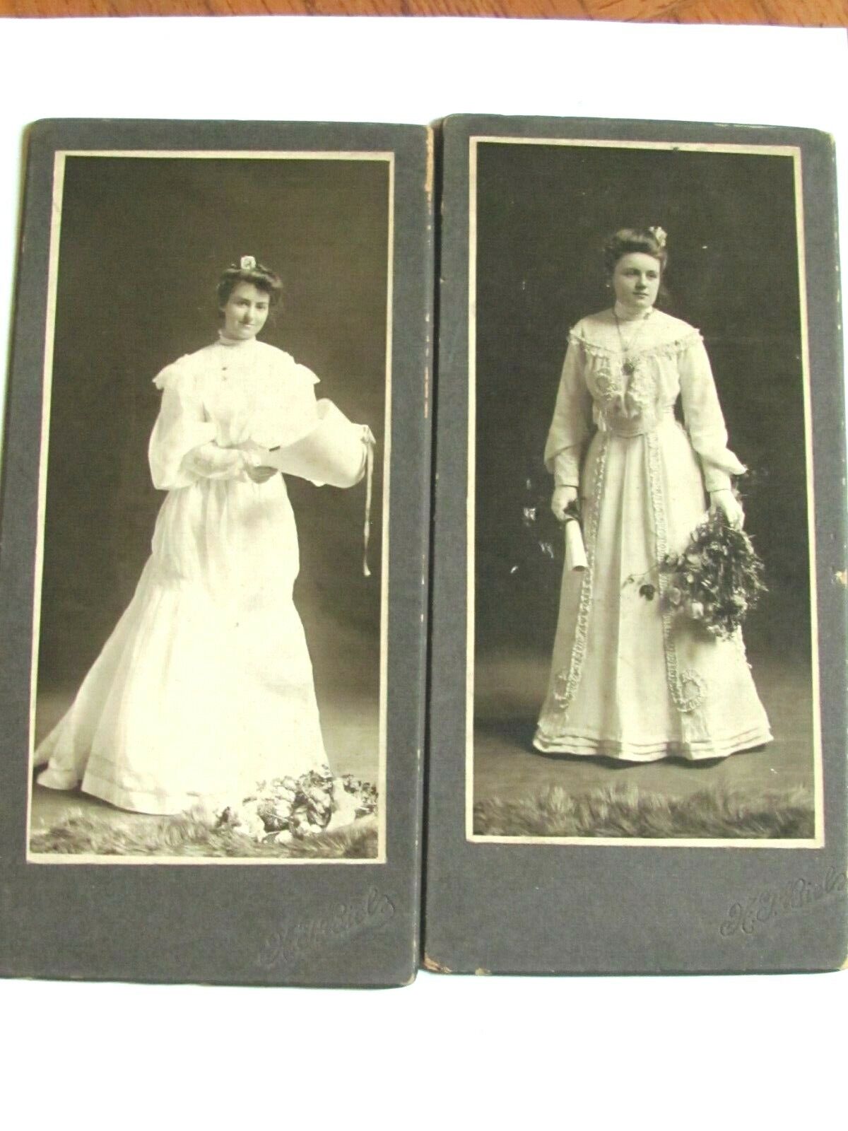 1900\'S CABINET PHOTO CARDS  H T BIEL TERRE HAUTE IN GRADUATION FEMALE FLORA HUFF
