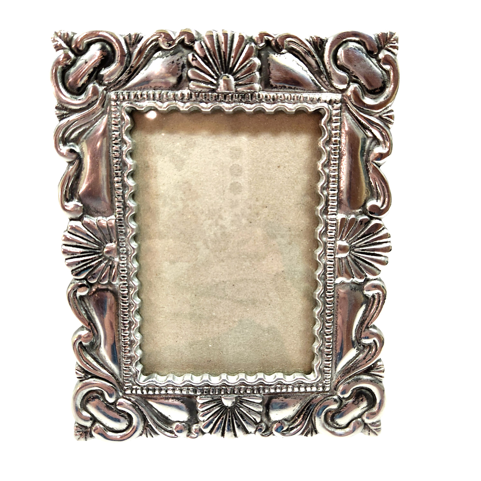 Vintage 1980s - 1990s Ornate Silver Aluminum 3.25x5 Photo Picture Frame Taiwan