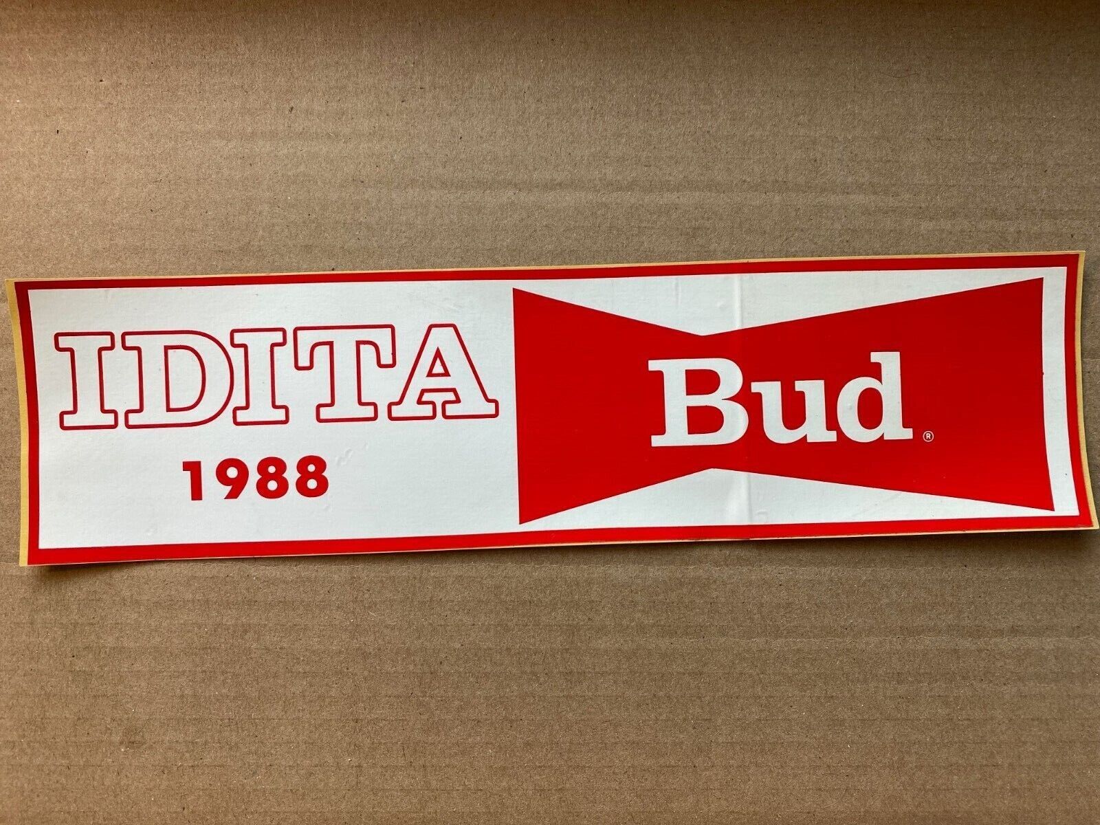 1988 IDITAROD Bud Budweiser Bumper Sticker - Vintage Alaska Souvenir Beer