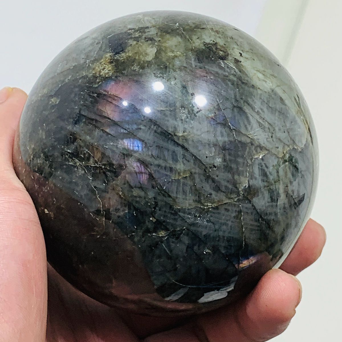 889g Natural Flash Labradorite Quartz Sphere Crystal Ball Reiki Energy Healing