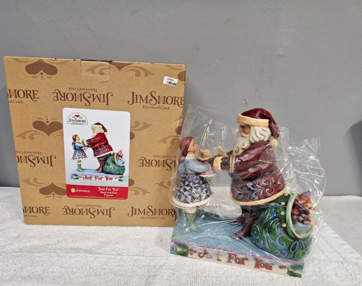 New In Box Jim Shore Heartwood Creek 2007 Just For You Design Santa and A Girl