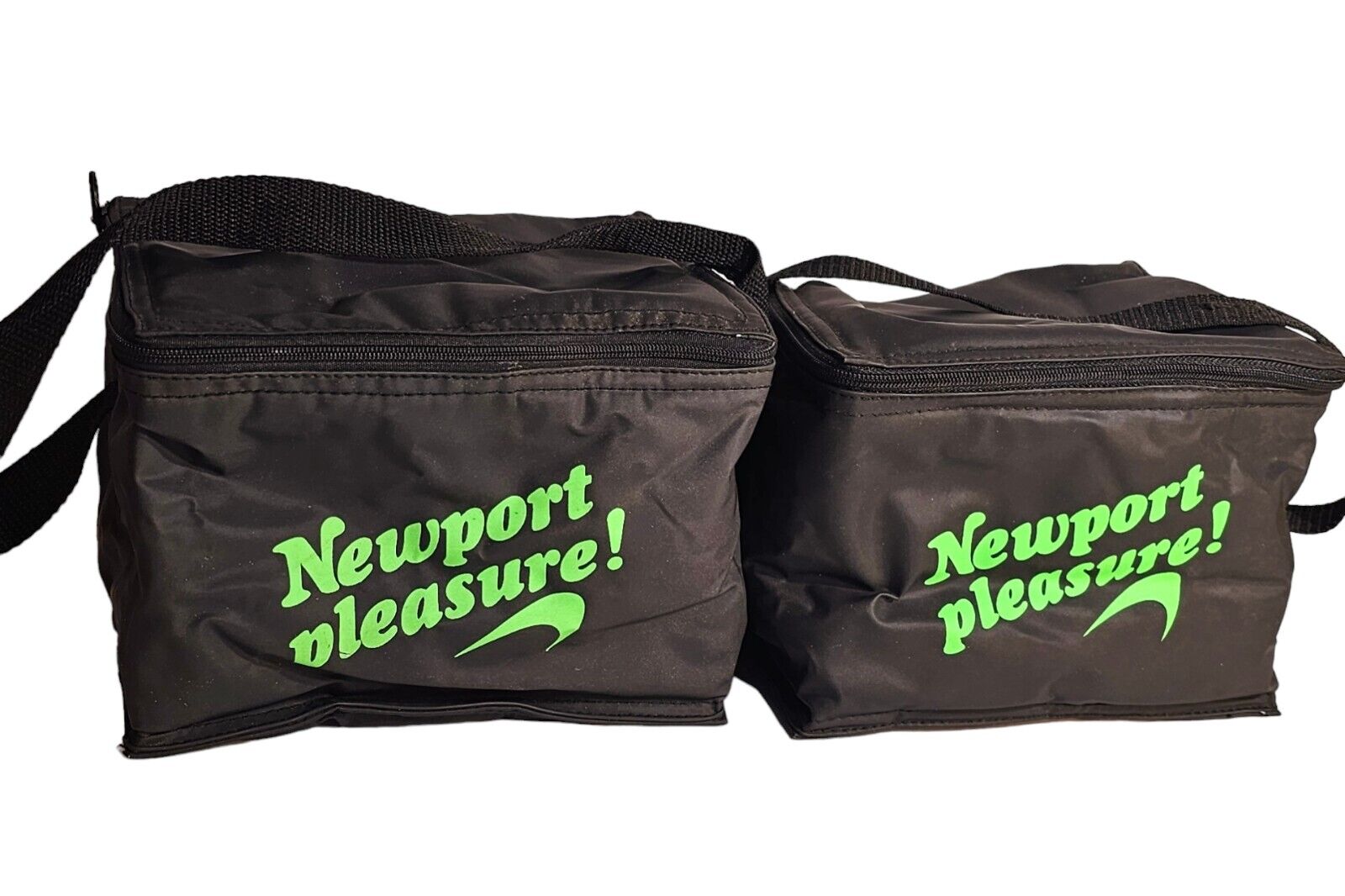 2 Vintage Newport Pleasure Black Lunch Box 6 Pack insulated collapsable Cooler