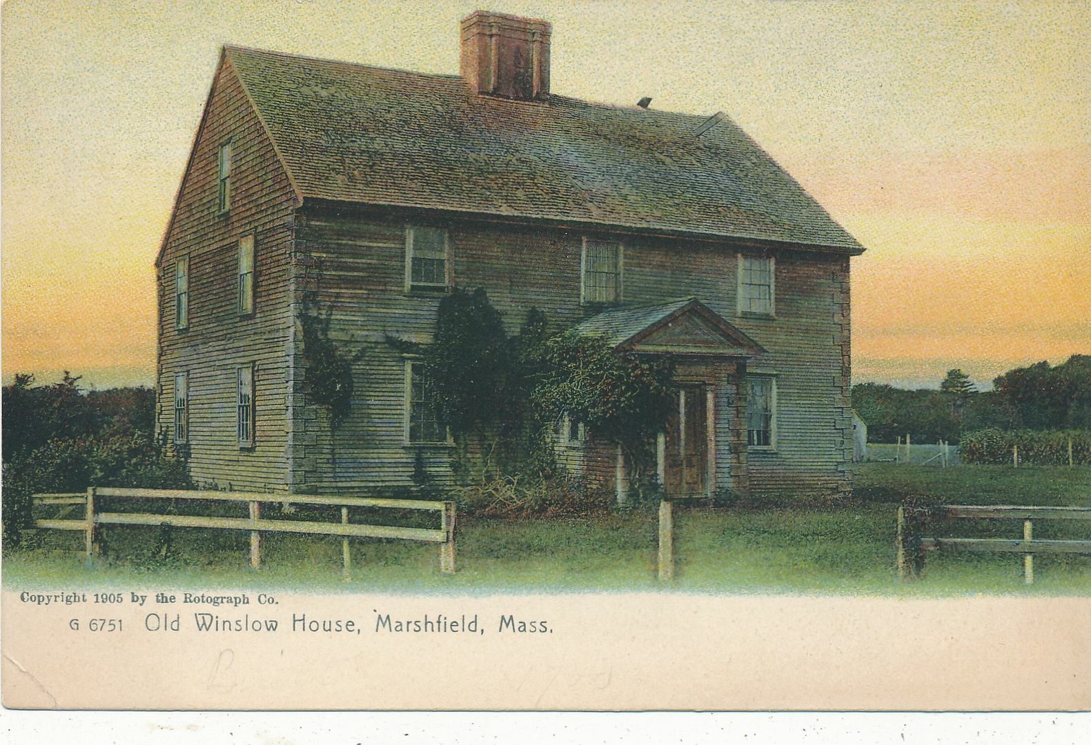 MARSHFIELD MA - Old Winslow House Rotograph Postcard - udb (pre 1908)