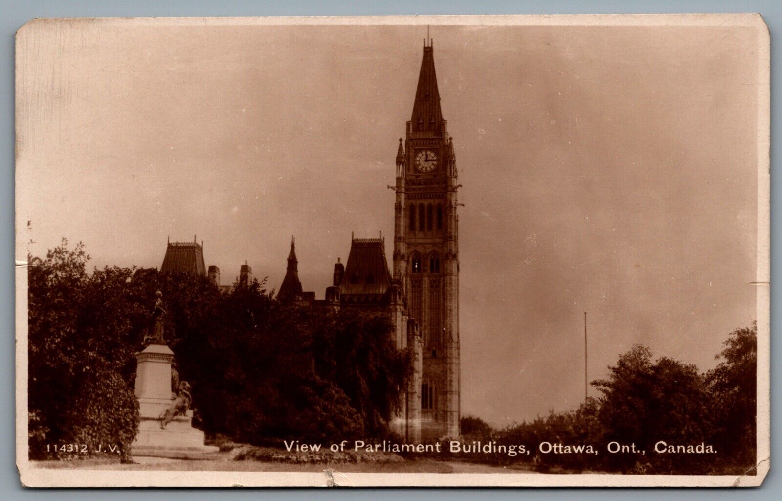 Postcard RPPC c1929 Ottawa Ontario View Of Parliament Buildings
